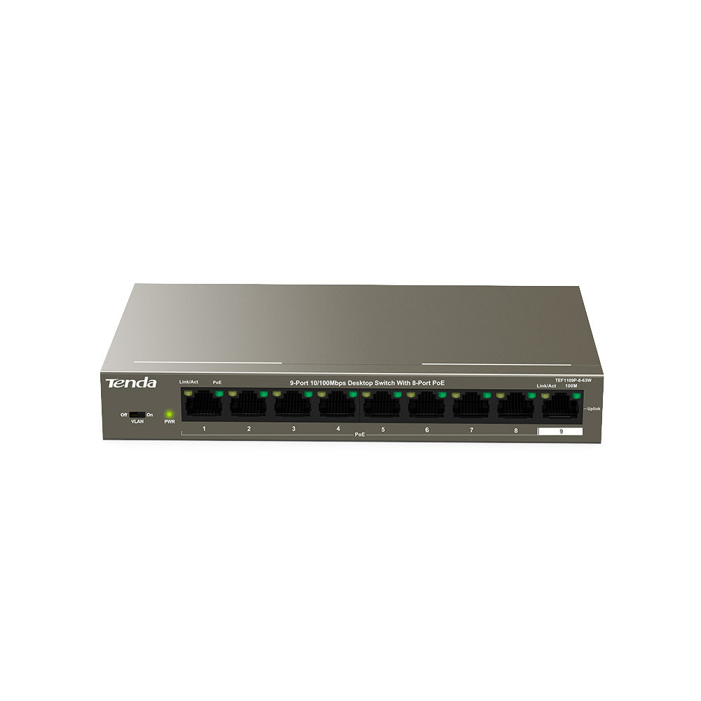 9 Port with 8 Port PoE 58W Desktop Switch