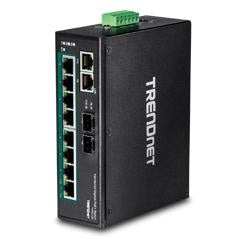 TRENDnet 10-Port Industrial Gigabit PoE+ DIN-Rail Switch